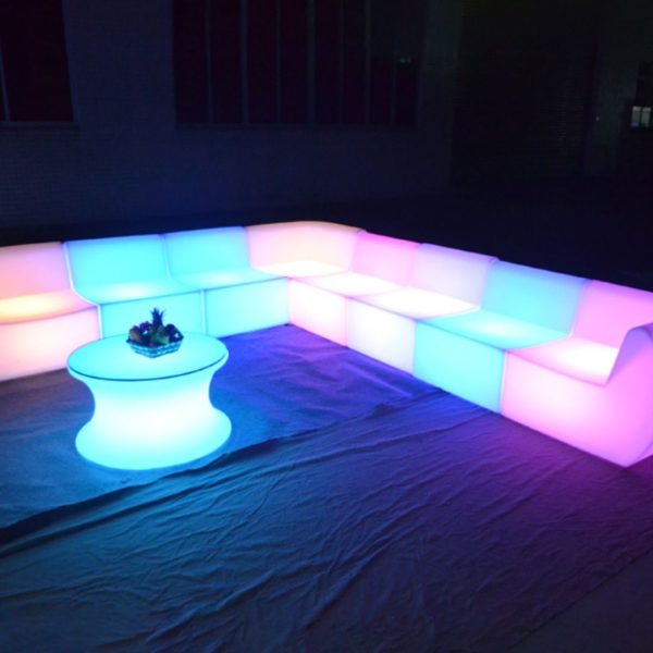 Bộ Bàn Ghế Led Phát Sáng RGB Decor Sân Vườn Quầy Bả, Cạnh Hồ Bơi (Bộ 6 Ghế+ 1 Bàn) - Hình ảnh 5