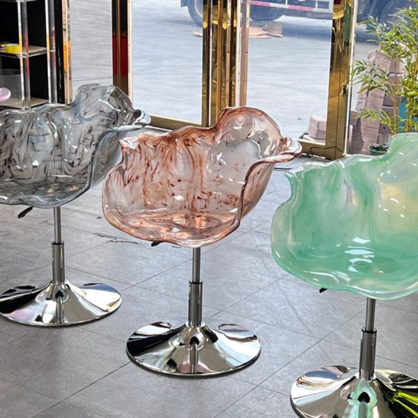 Ghế Cánh Hoa Hồng Acrylic, Ghế Bar Sáng Tạo Cao Cấp, Ghế Tựa Trang Điểm Nâng Lên Hạ Xuống - Hình ảnh 4