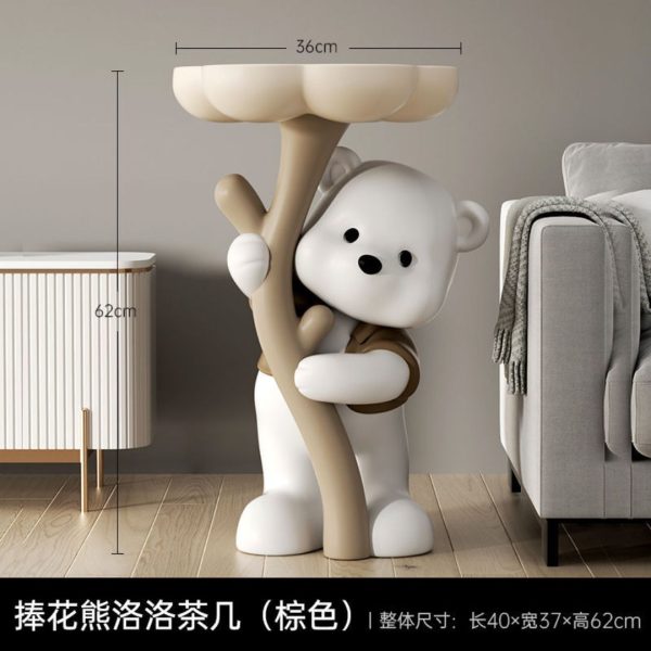 Bàn Cà Phê Nhỏ Chú Gấu Cùng Bông Hoa Đáng Yêu, Xinh Xắn Decor Phòng Khách - Hình ảnh 5