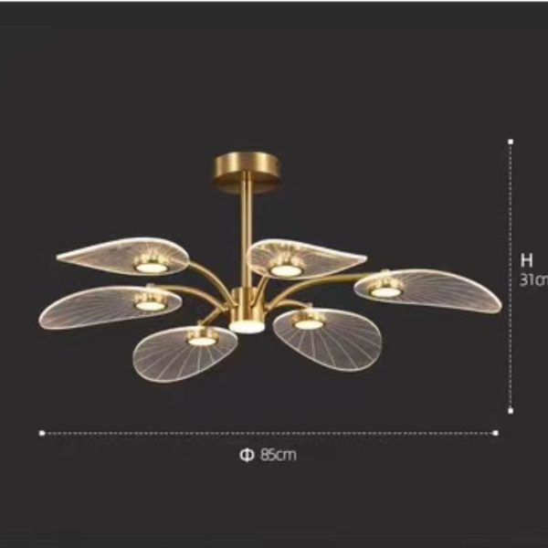 Đèn Chùm Đồng Bắc Âu, Đèn Chùm Nhiều Cánh Hình Chiếc Lá 3 Chế Độ Màu Sáng Decor Phòng Ngủ, Phòng Khách - Hình ảnh 5