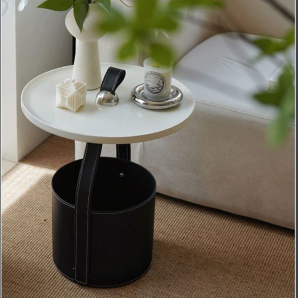 Bàn Cafe Đựng Đồ Bằng Da Yên Ngựa Thiết Kế Sáng Tạo, Bàn Cafe Nhỏ Có Tay Cầm Cao Cấp - Hình ảnh 4