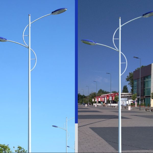 Cột Đèn Đường Hai Đầu Uốn Lượn, Đèn Đường Chiếu Sáng, Đèn Đường Đô Thị Ống Thép Mạ Kẽm - Hình ảnh 4