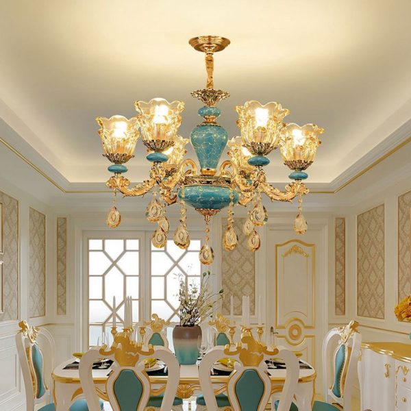 Đèn Trần Gốm Màu Lam Sang Trọng, Đèn Trần Kiểu Cách Châu Âu Đẳng Cấp Dành Cho Biệt Thự - Hình ảnh 3