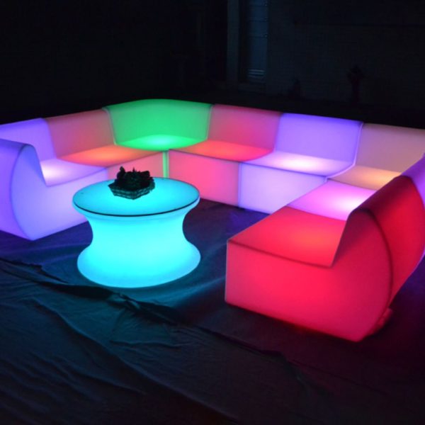 Bộ Bàn Ghế Led Phát Sáng RGB Decor Sân Vườn Quầy Bả, Cạnh Hồ Bơi (Bộ 6 Ghế+ 1 Bàn) - Hình ảnh 3