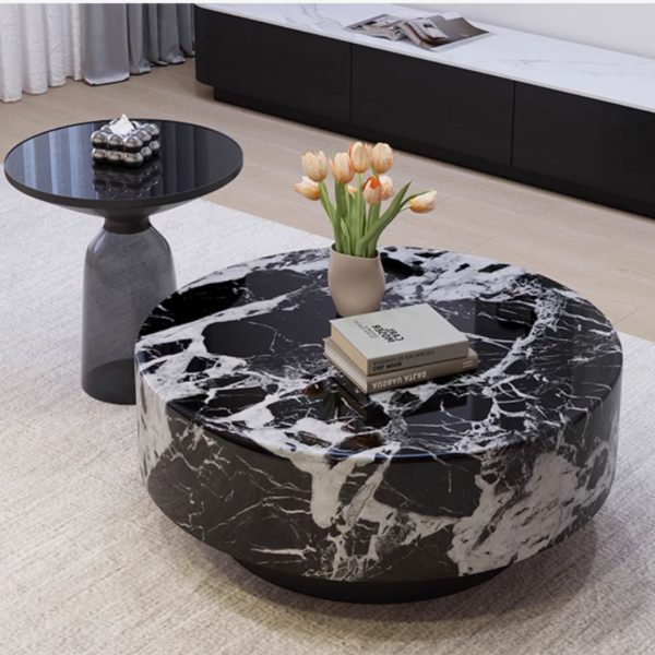 Bộ 2 Bàn Cà Phê Kiểu Ý Kết Hợp, Bàn Cà Phê Tròn Đá Cẩm Thạch Thiết Kế Mới 2024 Decor Không Gian - Hình ảnh 3