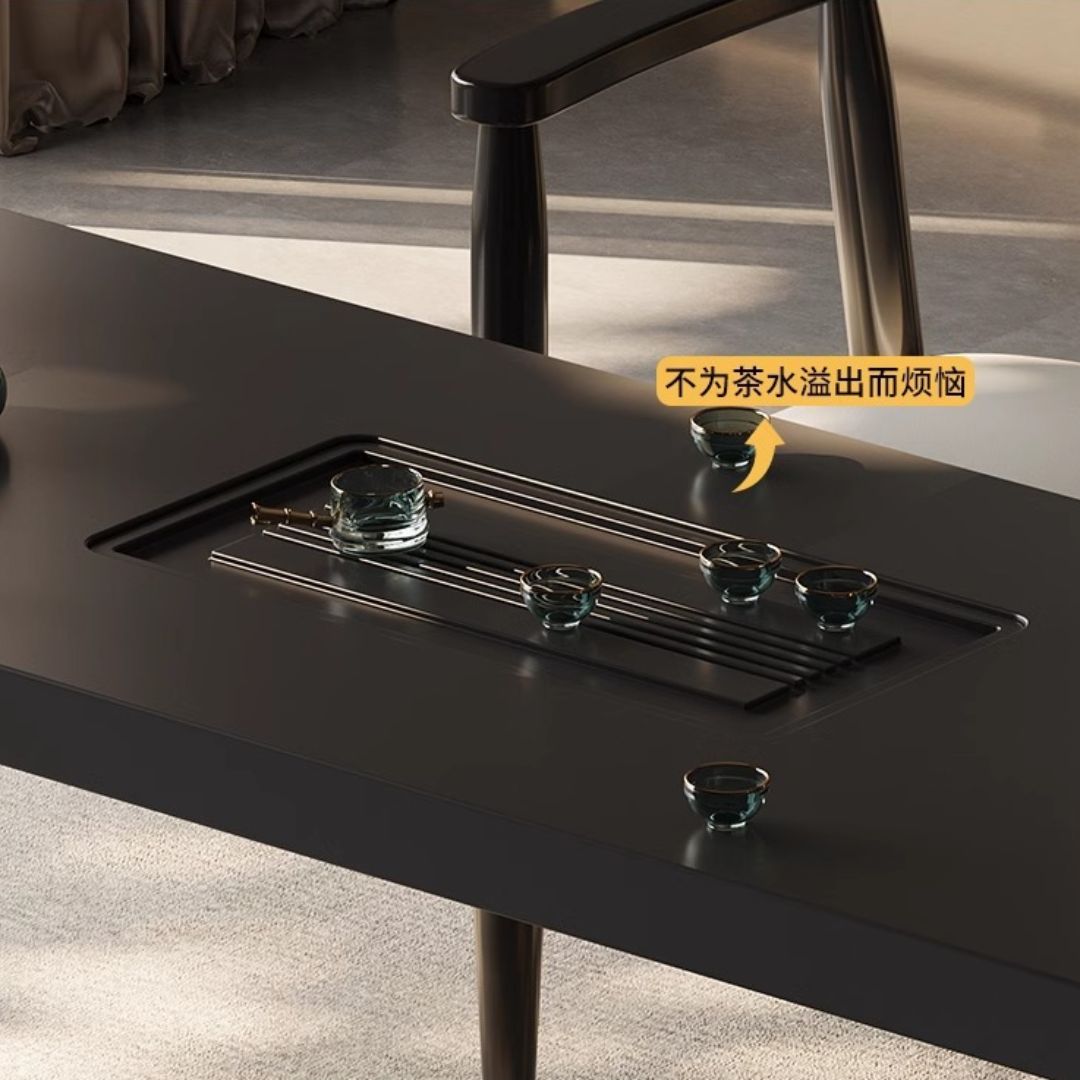 Bộ bàn ghế cẩm thạch đa công năng tích hợp khay trà bằng đá đen