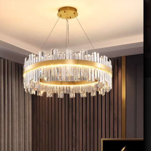 Đèn Chùm Tròn Pha Lê Thả Trần Cao Cấp, Sang Trọng, Đèn Thả Pha Lê Bắc Âu 3 Chế Độ Màu - Hình ảnh 3