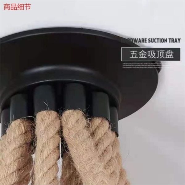 Đèn Chùm Thả Dây Gai Chao Sắt, Đèn Thả Dây Thừng Mạng Nhện Thiết Kế Mới Lạ Decor Phòng Ăn - Hình ảnh 2