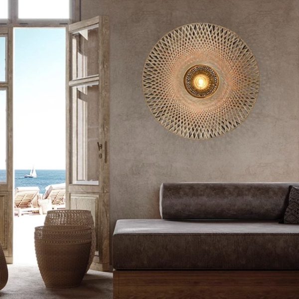 Đèn Tường Tre Đan Wabi-Sabi Phong Cách Trung Cổ Nghệ Thuật Decor Phòng Khách, Phòng Ngủ - Hình ảnh 3