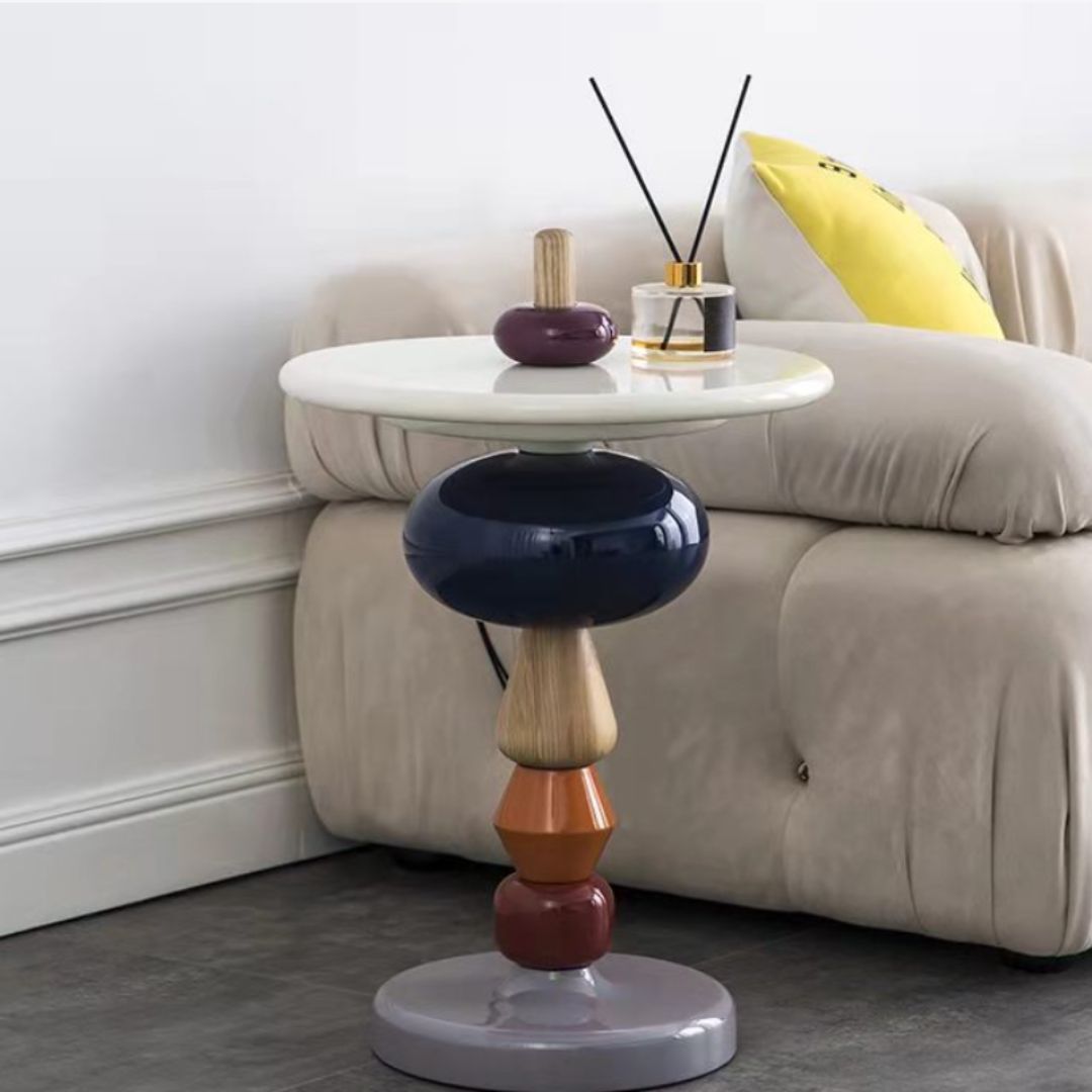 Bàn cafe viên kẹo nhiều màu sắc decor không gian phòng khách