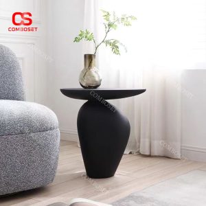 Bàn Cafe Đá Cuội Đen Bằng Gỗ Phong Cách Wabi Sabi Nghệ Thuật Sáng Tạo