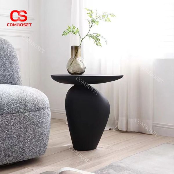 Bàn Cafe Đá Cuội Đen Bằng Gỗ Phong Cách Wabi Sabi Nghệ Thuật Sáng Tạo