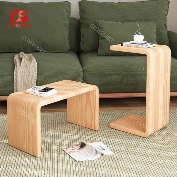 Bàn Cafe Gỗ Hình Chữ C, Bàn Di Động Nhỏ Gọn Đa Dụng Tiện Ích Phòng Khách
