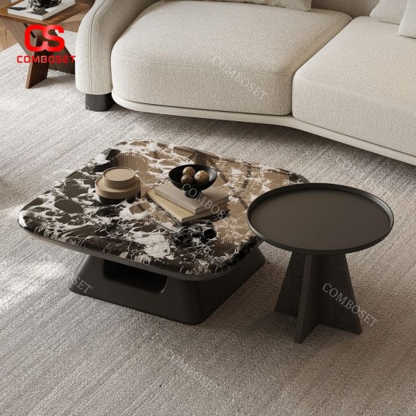 Bàn Cafe Gỗ Vân Đá Thiết Kế Hiện Đại Kiểu Ý Decor Phòng Khách, Phòng Ngủ Nội Bật