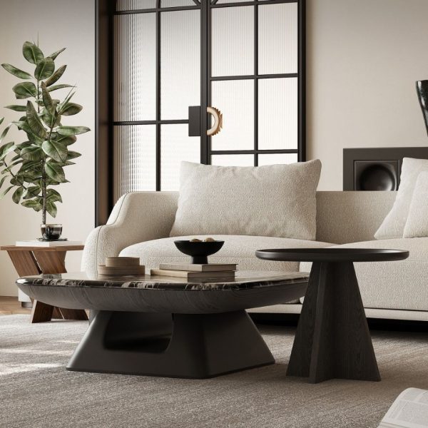 Bàn Cafe Gỗ Vân Đá Thiết Kế Hiện Đại Kiểu Ý Decor Phòng Khách, Phòng Ngủ Nội Bật