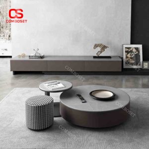 Bộ Bàn Ghế Đá Cẩm Thạch Tròn Tích Hợp Ngăn Kéo Decor Phòng Khách Hiện Đại