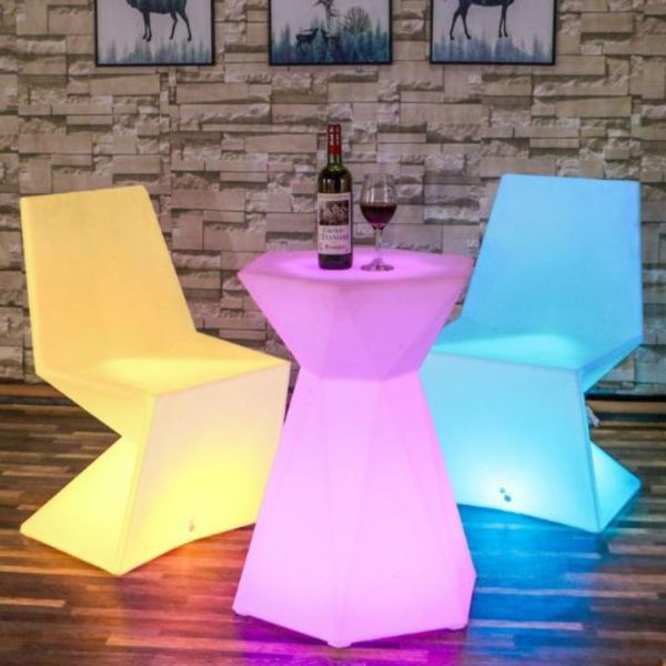 Bộ Bàn Ghế LED Dạ Quang Phát Sáng Dùng Trong Quán Cafe, Quán Bar Sân Thượng Chống Thấm Tốt