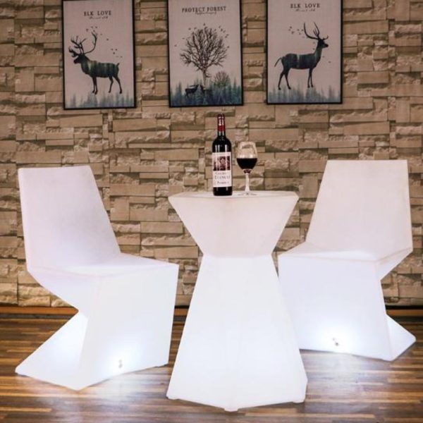 Bộ Bàn Ghế LED Dạ Quang Phát Sáng Dùng Trong Quán Cafe, Quán Bar Sân Thượng Chống Thấm Tốt