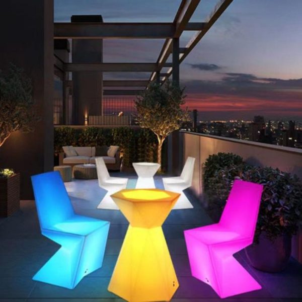 Bộ Bàn Ghế LED Dạ Quang Phát Sáng Dùng Trong Quán Cafe, Quán Bar Sân Thượng Chống Thấm Tốt