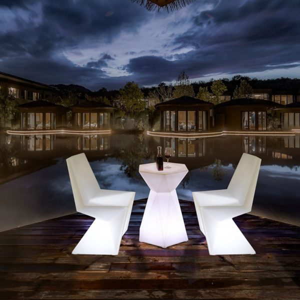 Bộ Bàn Ghế LED Dạ Quang Phát Sáng Dùng Trong Quán Cafe, Quán Bar Sân Thượng Chống Thấm Tốt