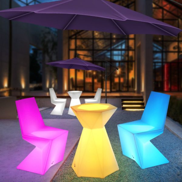 Bộ Bàn Ghế LED Dạ Quang Phát Sáng Dùng Trong Quán Cafe, Quán Bar Sân Thượng Chống Thấm Tốt