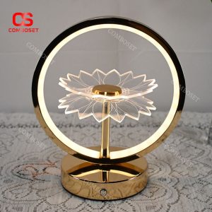 Đèn Bàn Tròn Hoa Mẫu Đơn