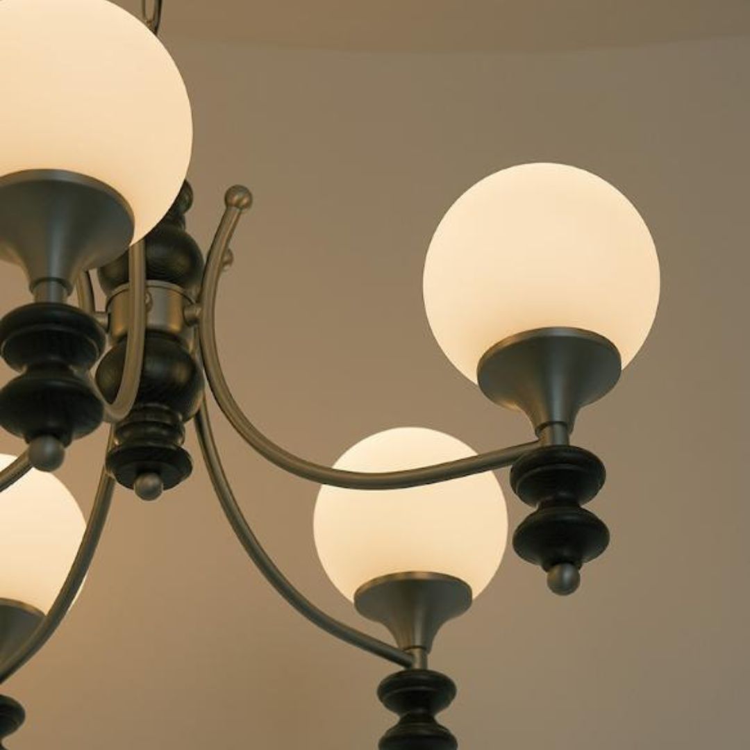 Đèn Chùm Gỗ Bóng Thuỷ Tinh Bauhaus