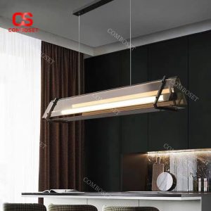 Đèn Chùm Hình Học Kính Cường Lực Màu Nâu Retro Phong Cách Bắc Âu