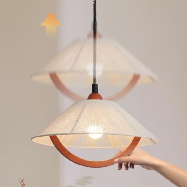 Đèn Chùm Mô Phỏng Nón Lá Có Khả Năng Nâng Hạ Đèn, Retro Pháp Trang Trí Bàn Ăn