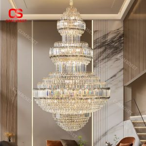 Đèn Chùm Pha Lê Lớn Sang Trọng Trang Trí Biệt Thự, Căn Hộ Duplex, Nhà Hàng Tiệc Cưới