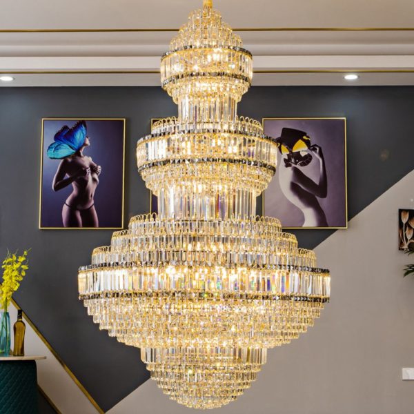 Đèn Chùm Pha Lê Lớn Sang Trọng Trang Trí Biệt Thự, Căn Hộ Duplex, Nhà Hàng Tiệc Cưới