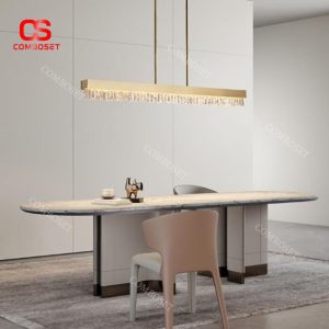 Đèn Chùm Thép Thuỷ Tinh Gợn Sóng Cao Cấp Decor Nội Thất Phong Cách Tối Giản
