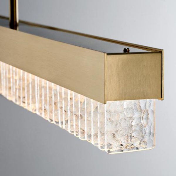 Đèn Chùm Thép Thuỷ Tinh Gợn Sóng Cao Cấp Decor Nội Thất Phong Cách Tối Giản