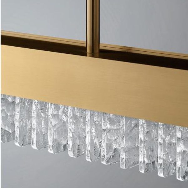 Đèn Chùm Thép Thuỷ Tinh Gợn Sóng Cao Cấp Decor Nội Thất Phong Cách Tối Giản