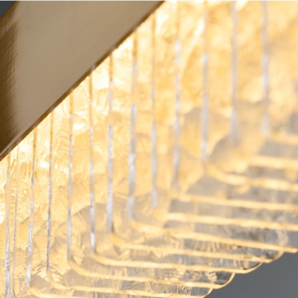 Đèn Chùm Thép Thuỷ Tinh Gợn Sóng Cao Cấp Decor Nội Thất Phong Cách Tối Giản