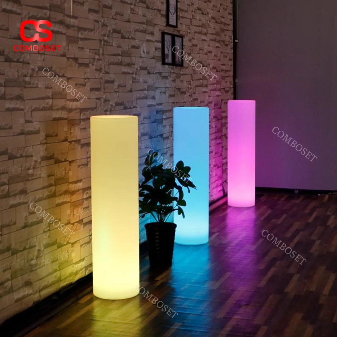 Đèn Led Dạ Quang Hình Trụ Tròn Chuyển Đổi Màu Đa Dạng Chống Thấm Decor Sân Vườn