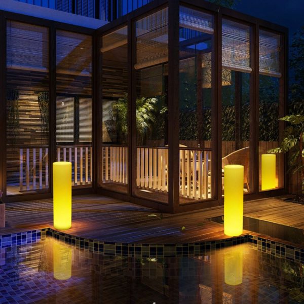 Đèn Led Dạ Quang Hình Trụ Tròn Chuyển Đổi Màu Đa Dạng Chống Thấm Decor Sân Vườn