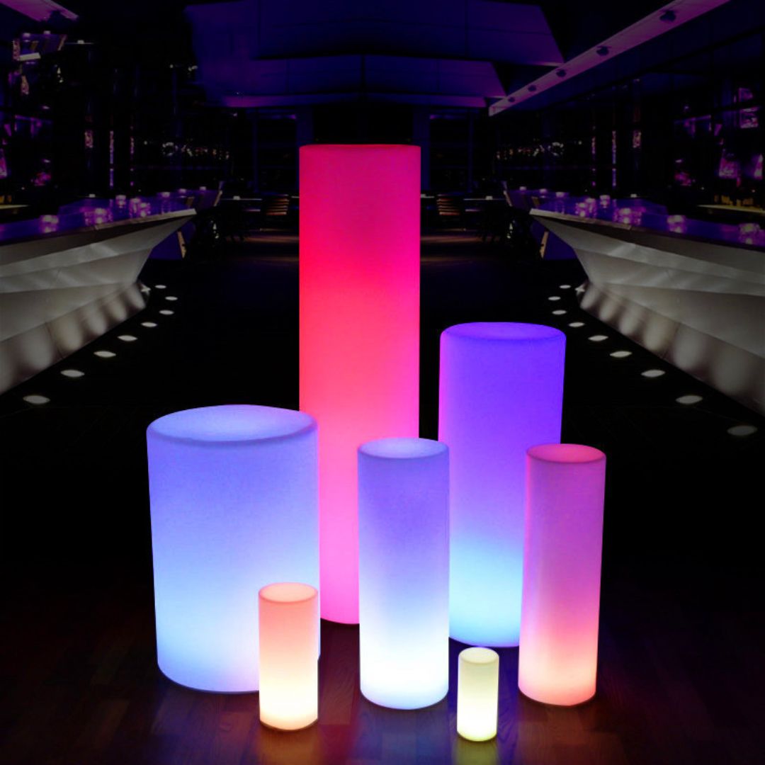 Đèn Led Dạ Quang Hình Trụ Tròn Chuyển Đổi Màu Đa Dạng Chống Thấm Decor Sân Vườn