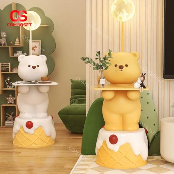 Đèn Sàn Gấu Bánh Kem Hoạt Hình Dễ Thương Tích Hợp Kệ Đựng Đồ Tiện Ích Phòng Khách