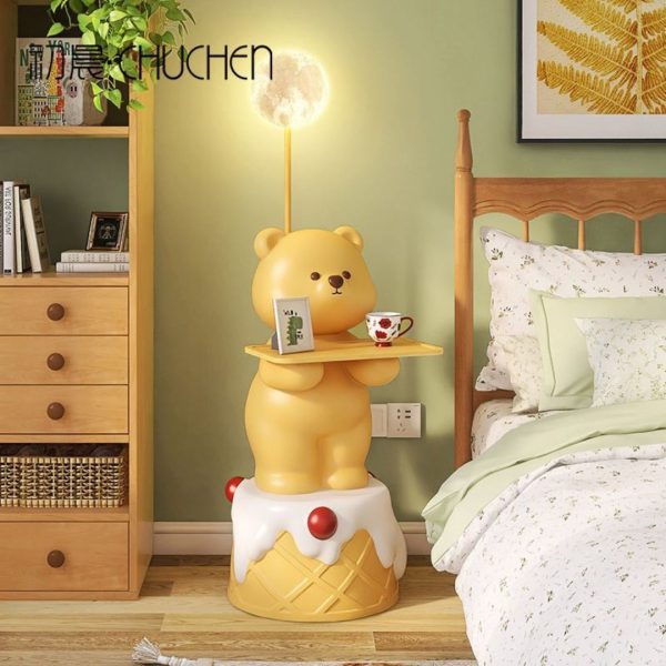 Đèn Sàn Gấu Bánh Kem Hoạt Hình Dễ Thương Tích Hợp Kệ Đựng Đồ Tiện Ích Phòng Khách