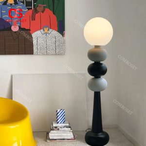 Đèn Sàn Hình Học Kiểu Ý Phong Cách La Mã Trắng Đen Decor Phòng Khách, Phòng Ngủ