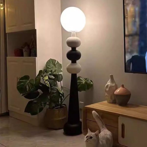 Đèn Sàn Hình Học Kiểu Ý Phong Cách La Mã Trắng Đen Decor Phòng Khách, Phòng Ngủ