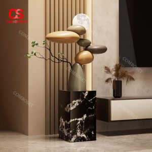 Đèn Sàn Mặt Trăng Tháp Đá Nhiều Màu Kết Hợp Cành Cây Quà Tặng Tân Gia Ý Nghĩa