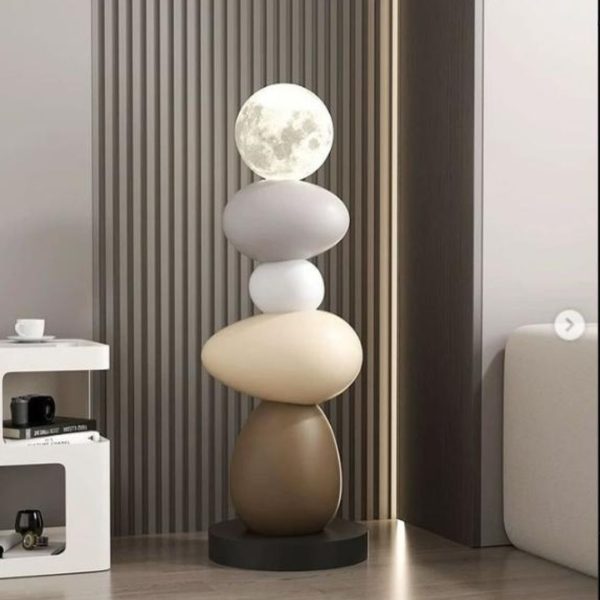 Đèn Sàn Mặt Trăng Tháp Đá Nâu Vintage Retro Quà Tặng Tân Gia Cao Cấp