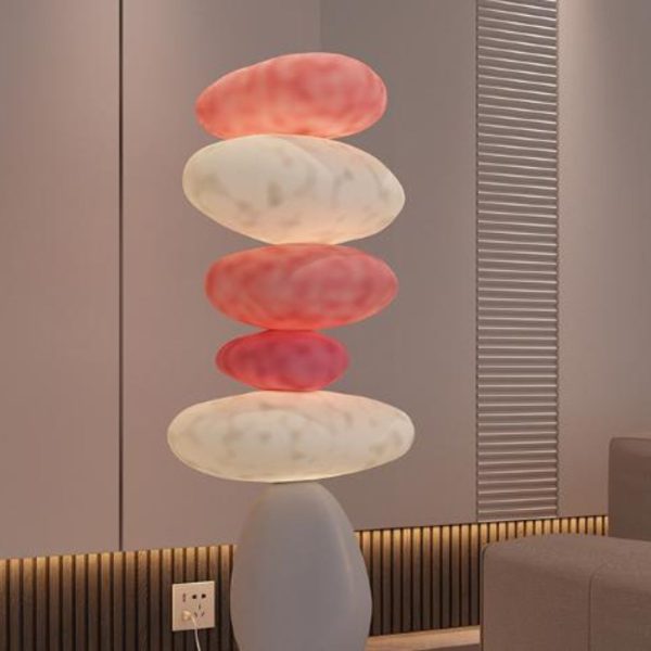 Đèn Sàn Nhựa Tháp Đá Màu Hồng Decor Không Gian Phòng Khách Quán Cafe Thơ Mộng