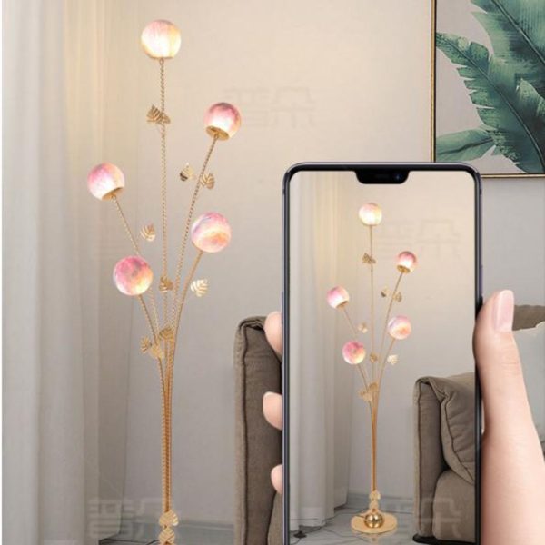 Đèn Sàn Sắt Mạ Vàng Bóng Thuỷ Tinh Màu Ombre Tím Độc Đáo