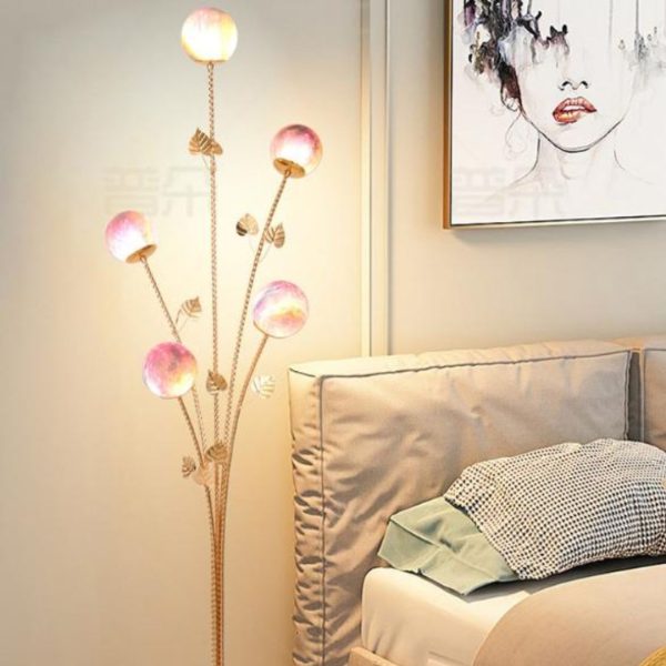 Đèn Sàn Sắt Mạ Vàng Bóng Thuỷ Tinh Màu Ombre Tím Độc Đáo