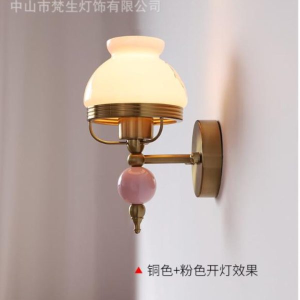 Đèn Tường Sắt Thuỷ Tinh Vàng Hồng Phong Cách Bauhaus Decor Phòng Ngủ