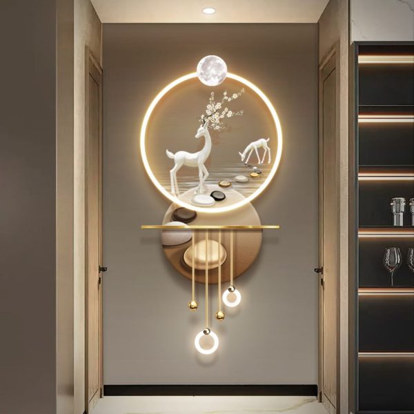 Đèn Tường Tranh Phong Cảnh Thiên Nhiên Con Hươu Mộc Mạc Trang Trí Nội Thất Sinh Động