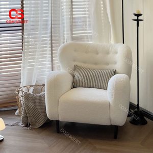 Ghế Sofa Bành Lông Cừu Trắng Dùng Trong Phòng Khách Đọc Sách, Thư Giãn